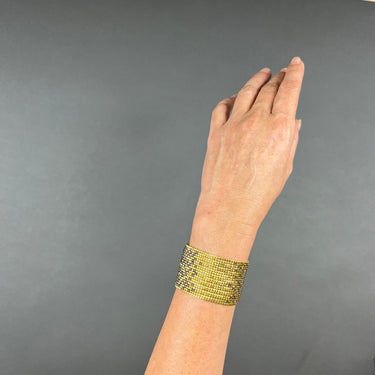Brazalete Telar Dorado Grueso Difuminado Plata Pavonada